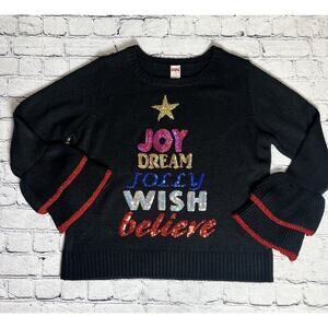 Women's Ugly Christmas Sweater Sequins Joy/Dream/Jolly/Wish Junior Sz LG 12-14‎